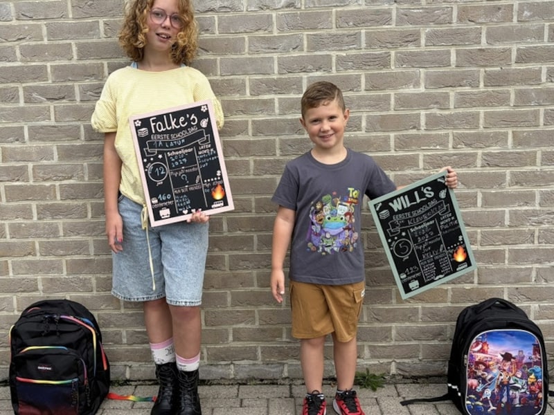 Falke (12) en Will (5) uit Zichem starten samen sterk aan het nieuwe schooljaar