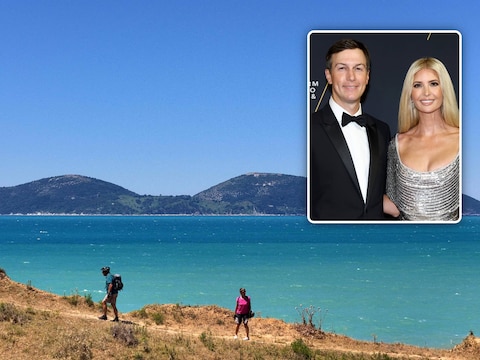 Ivanka Trump en haar echtgenoot Jared Kushner (inzet) willen luxehotels en villa’s bouwen in een natuurreservaat in Albanië. 