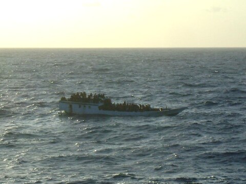 Archiefbeeld bootvluchtelingen voor Christmas Island.