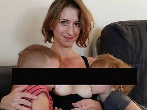Moeder Jessica Anne Colletti, haar zoontje en vriendje van.