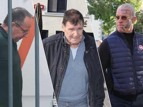 Enkele van de kopstukken van het Costa-proces, van links naar rechts: Tom Bastiaanse, Willy Van Mechelen en Geert Frisson.