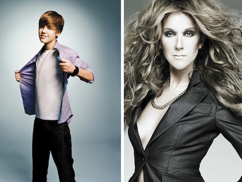 Justin Bieber en Céline Dion.