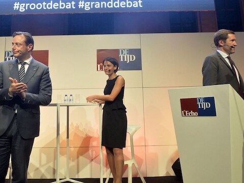 Bart De Wever op het debat van De Tijd met PS-voorzitter Paul Magnette.