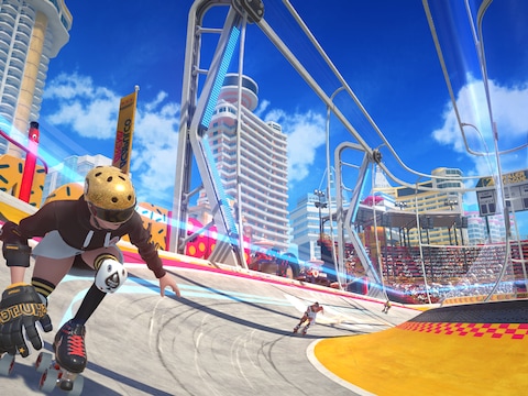 'Roller Champions' zoekt de 'Fortnite'-vibe op: een cartoonesk uiterlijk en geweld zonder bloed.