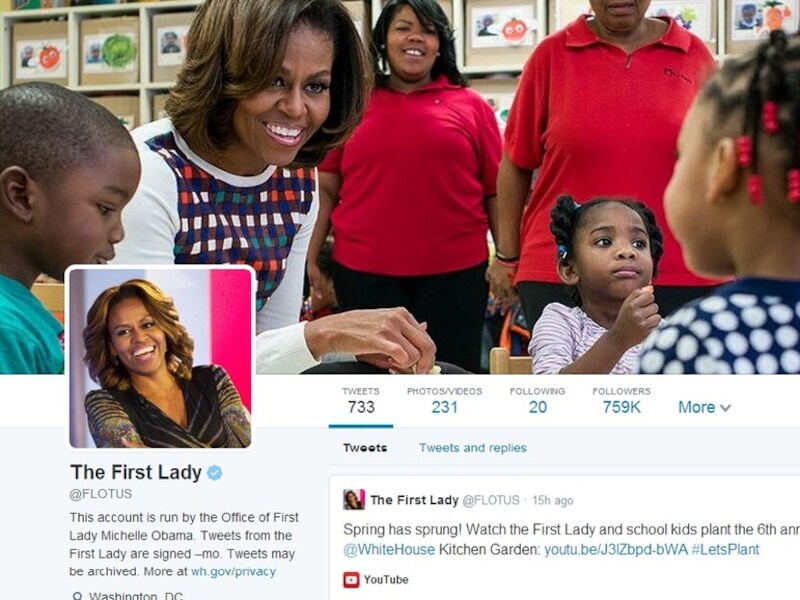 Michelle Obama heeft al een profiel met coverfoto