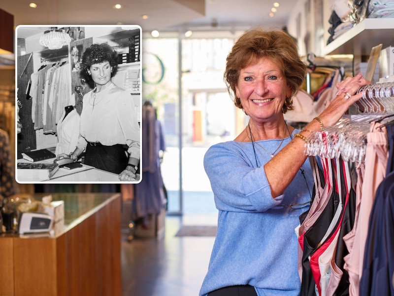 Na 50 jaar sluit Gigi Van den Bergh haar lingeriezaak op de Grote Markt in Lier. Inzet: een foto uit de beginperiode.