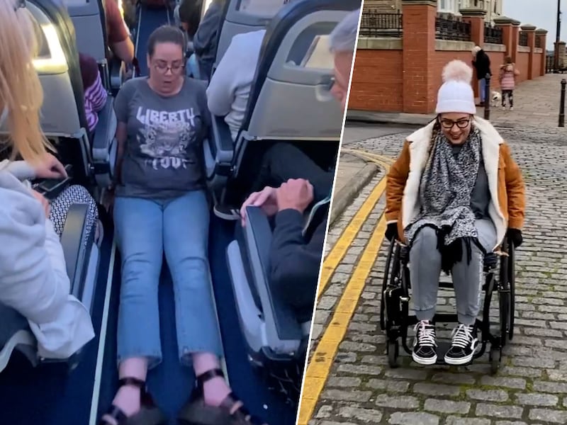 Rolstoelgebruiker Jenny moet over de grond naar toilet in vliegtuig kruipen: “Het personeel stelde me zelfs voor een luier te dragen”