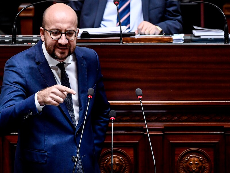 Premier Xharles Michel vandaag in het federaal parlement.