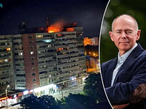 Het appartementsgebouw meteen na de droneinslag van de voorbije nacht. Defensie-expert Roger Housen analyseert het incident.