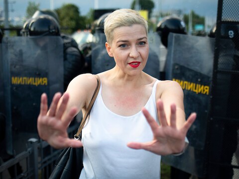 Archiefbeeld. Activiste van de oppositie Maria Kolesnikova voordat ze gevangen werd genomen.  (30/08/2020)