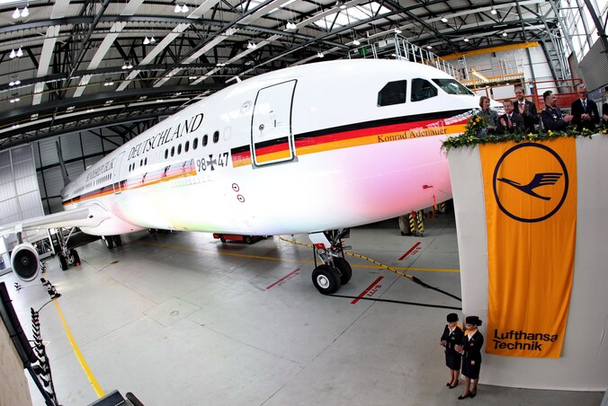 De Airbus A340 die ten dienste staat van de Duitse bondskanselier Angela Merkel.