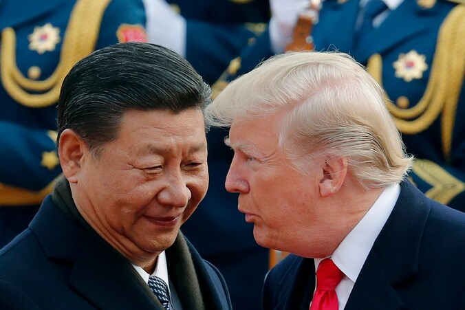  De Chinese president Xi Jinping met zijn Amerikaanse collega, Donald Trump.