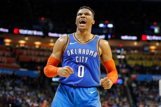Westbrook bij Oklahoma City in 2019.