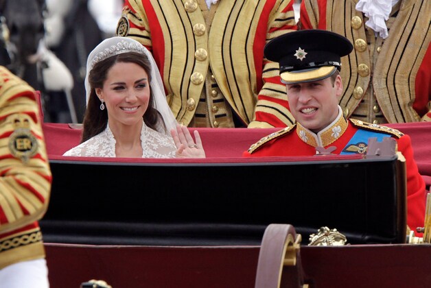 Kate Middleton met tiara op haar huwelijksdag.