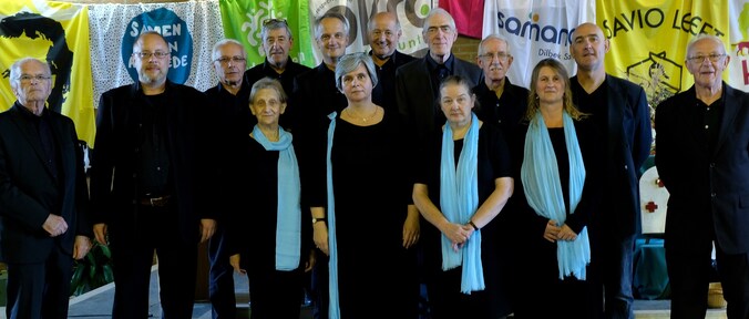 Het Gregoriaans koor Schola Gregoriana Sainnensis op archiefbeeld.