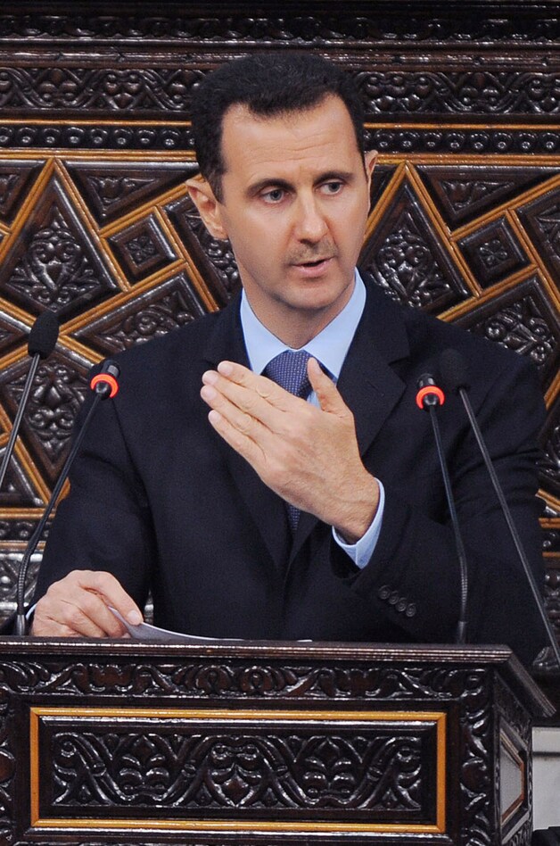President Bashar el-Assad, de man tegen wie de demonstranten protesteren.