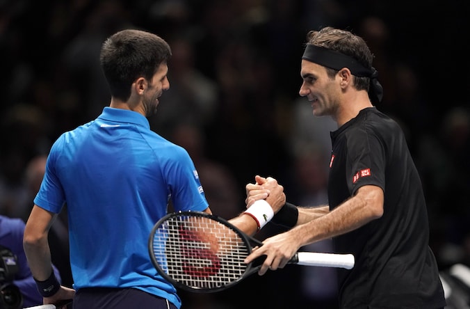 Felicitaties van Djokovic voor de Zwitserse maestro.