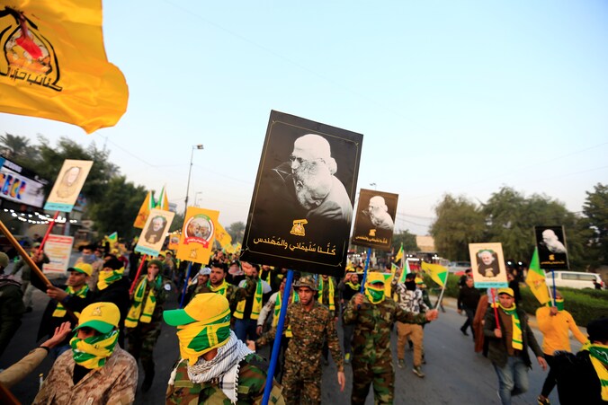 Leden van de Kataib Hezbollah-militie in Irak. Archiefbeeld. 