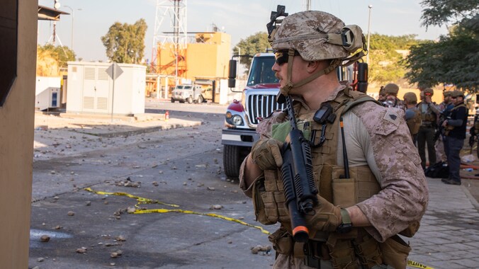 Een Amerikaanse soldaat in Irak.