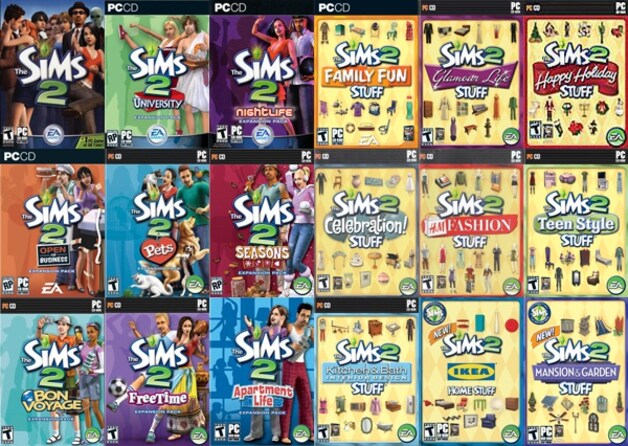 Alle uitbreidingen van The Sims.
