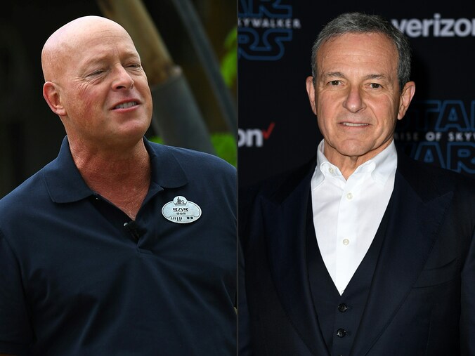 Bob Chapek (links) volgt Bob Iger (rechts) op als baas van Disney.