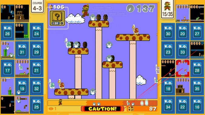 Je kunt het je tegenspelers flink moeilijk maken in 'Super Mario 35'.