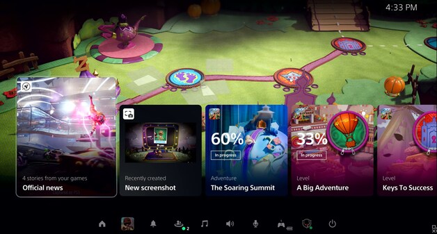 Screenshot van het interface van de Playstation 5.