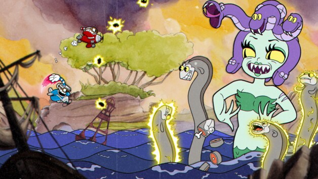 Scène uit 'Cuphead'.