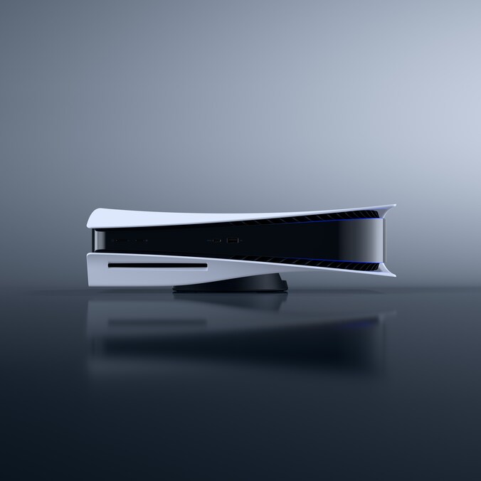 De PlayStation 5 in zijn horizontale positie.