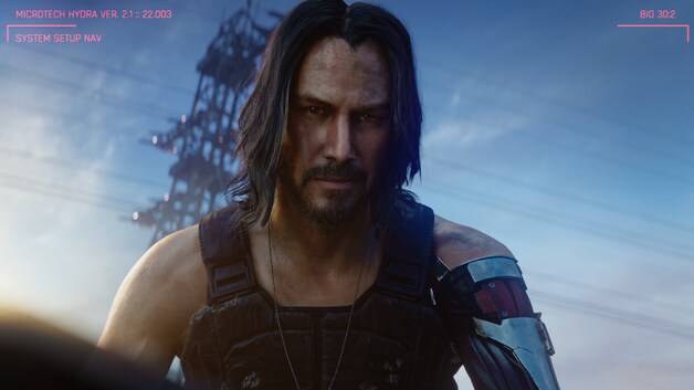 Hollywoodacteur Keanu Reeves, als Johnny Silverhand, speelt een belangrijke rol in 'Cyberpunk 2077'.