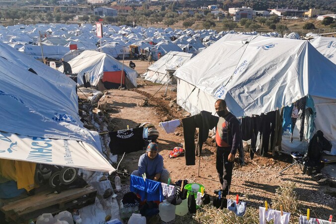 Een vluchtelingenkamp op het Griekse eiland Lesbos.