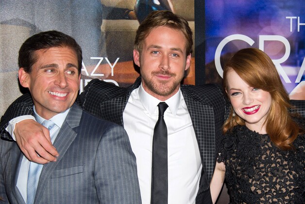 Ryan met de costerren uit 'Crazy, Stupid, Love'.