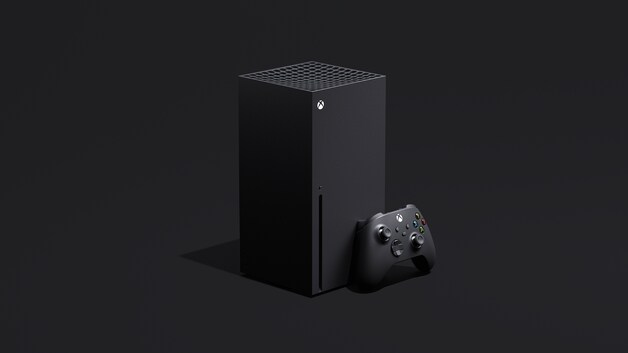 In de linkerhoek: de Xbox Series X, de krachtigste console van het moment.
