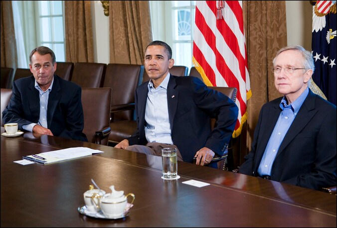 John Boehner, Barack Obama en Harry Reid.
