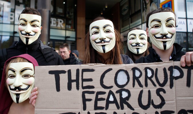 Archiefbeeld van Anonymous-sympathisanten.