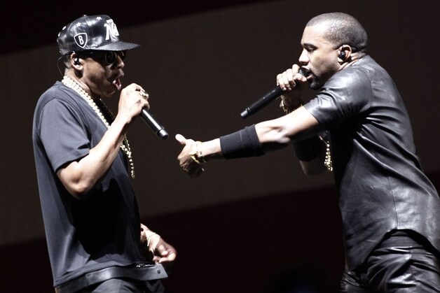 Kanye en Jay-Z in volle actie.