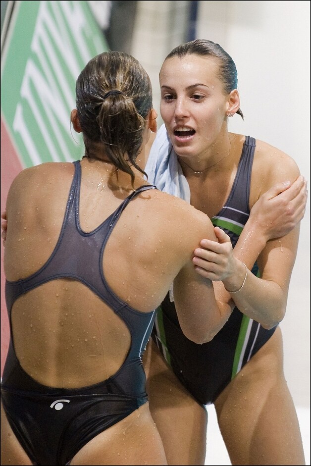 Tania hier met haar synchroonpartner Francesca Dallape