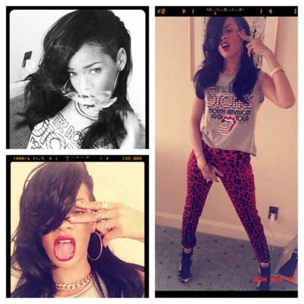 Rihanna in haar t-shirt van River Islands die ze op Twitter zette.