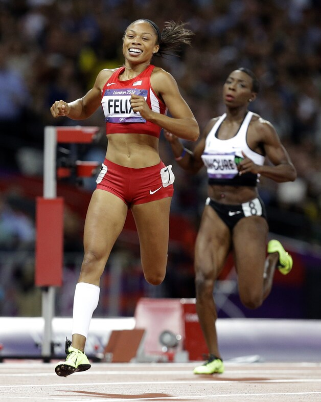 Het strakke lichaam van Olympisch kampioene op de 200 meter Allyson Felix