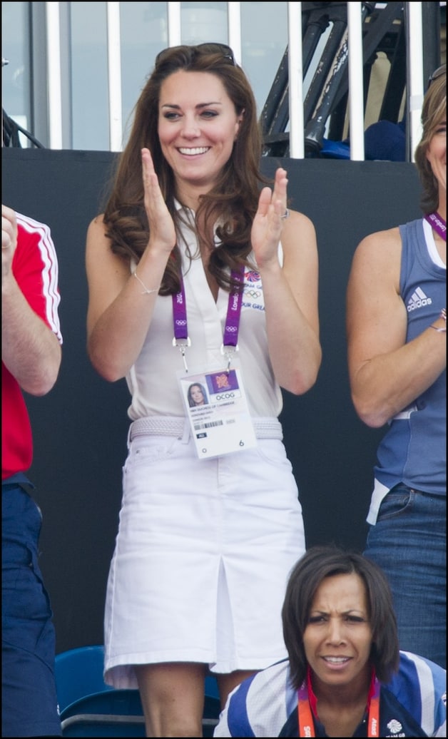 Kate tijdens de hockymatch bij de vrouwen op de Olympische Spelen.