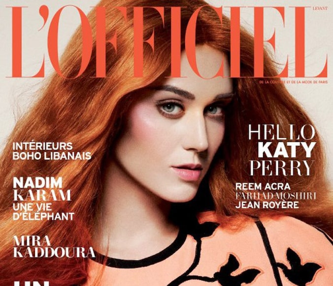 Katy Perry op de cover van het Franse magazine 'L'Officiel Paris'.