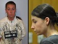 Lisa Lavoie bij haar arrestatie in 2009 (links) en gisteren tijdens de hoorzitting.