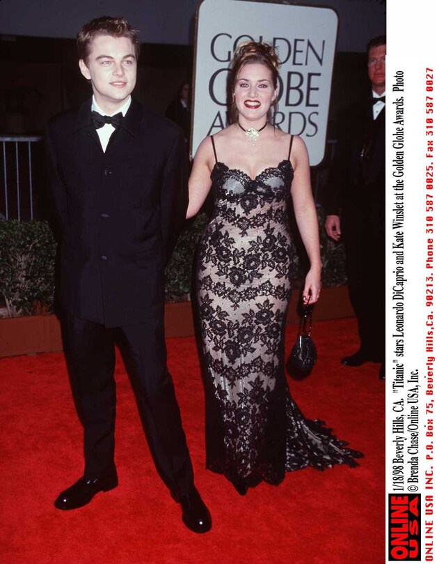Leonardo DiCaprio en Kate Winslet op de première van de originele Titanic