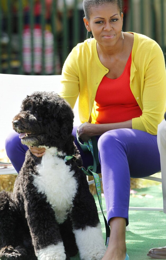 Michelle Obama met de familiehond