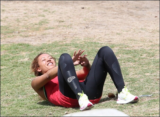 Mel B in volle actie.