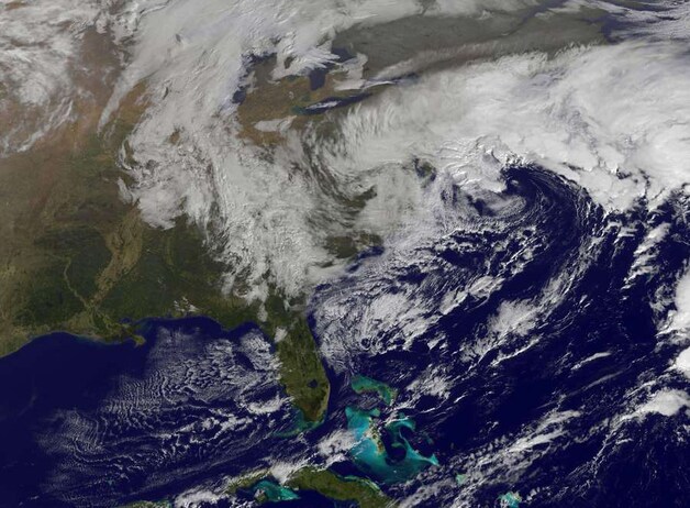 Satellietbeeld van orkaan Sandy.