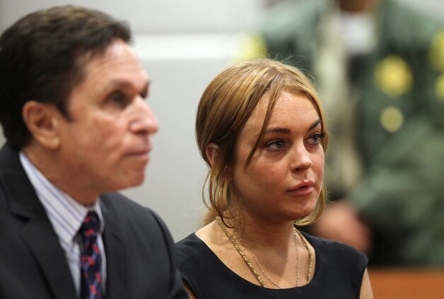 Lindsay Lohan en haar advocaat Mark Heller.