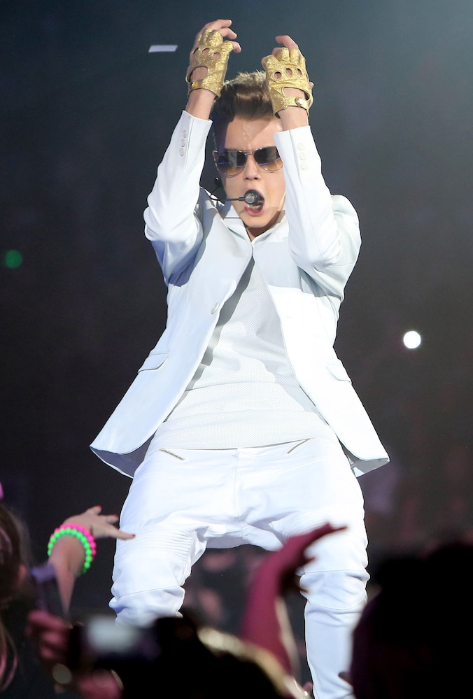 Justin Bieber in de American Airlines Arena in Miami op 26 januari.
