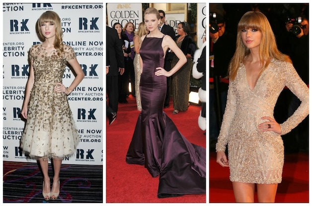 Taylor Swift met één arm op de heup.
