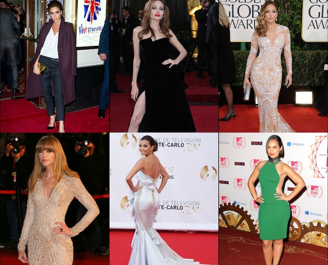 Victoria Beckham, Angelina Jolie, Jennifer Lopez, Taylor Swift, Eva Longoria, Alicia Keys.
